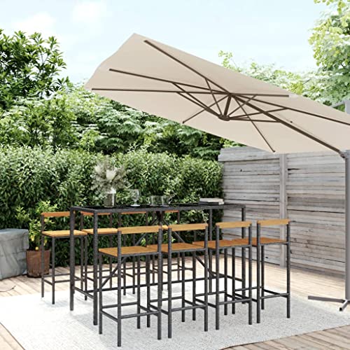 EMYRLXQW Gartenmöbel-Set, Gartenmöbel-Set, 9-teilig, schwarzes Polyrattan und Akazienholz EMYRLXQW Gartenmöbel-Set, Gartenmöbel-Set, 9-teilig, schwarzes Polyrattan und Akazienholz von EMYRLXQW