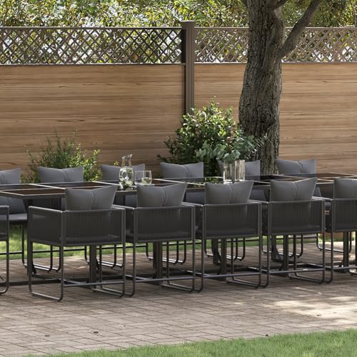 EMYRLXQW Gartenmöbel-Set für den Außenbereich, 22-teilig, mit Kissen, Stahl und Polyrattan von EMYRLXQW
