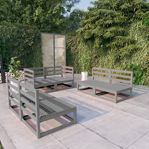 EMYRLXQW Gartenmöbel-Set für den Außenbereich, 6-teilig, Grau, massives Kiefernholz EMYRLXQW Gartenmöbel-Set für den Außenbereich, 6-teilig, Grau, massives Kiefernholz von EMYRLXQW