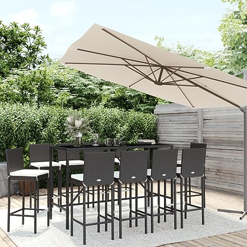EMYRLXQW Gartenmöbel-Sets für den Außenbereich, 11-teiliges Bar-Set mit Kissen, schwarzes Polyrattan EMYRLXQW Gartenmöbel-Sets für den Außenbereich, 11-teiliges Bar-Set mit Kissen, schwarzes Polyrattan von EMYRLXQW