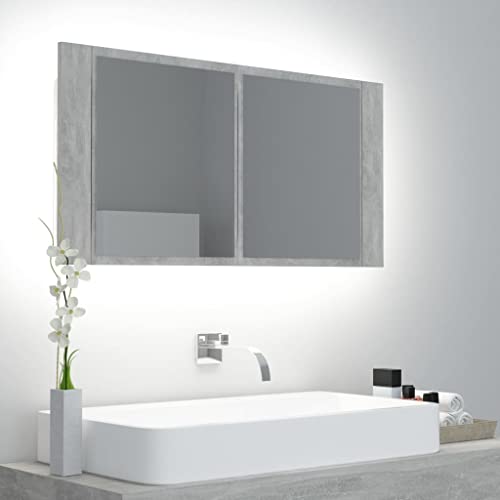 EMYRLXQW LED Badspiegelschrank Betongrau 90x12x45cm Acryl von EMYRLXQW