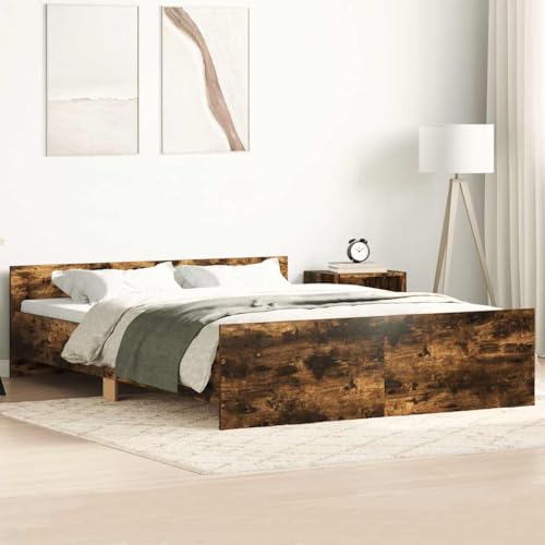 EMYRLXQW Möbel, Betten & Accessoires, Betten & Bettrahmen, Bettgestell ohne Matratze, Raucheiche, 120 x 200 cm von EMYRLXQW