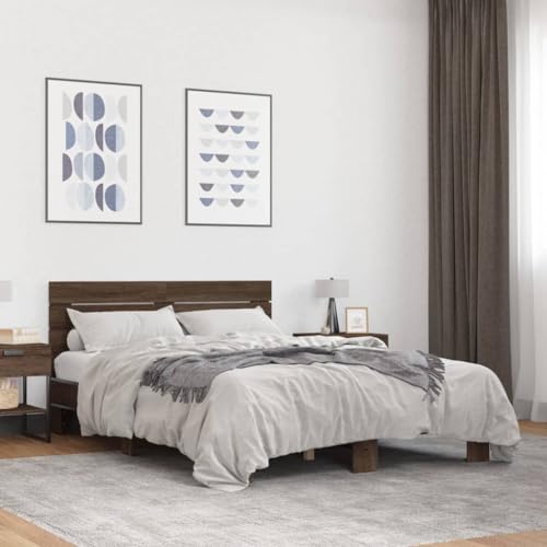 EMYRLXQW Möbel, Betten & Accessoires, Betten & Bettrahmen, Bettgestell ohne Matratze, braune Eiche, 120 x 200 cm von EMYRLXQW