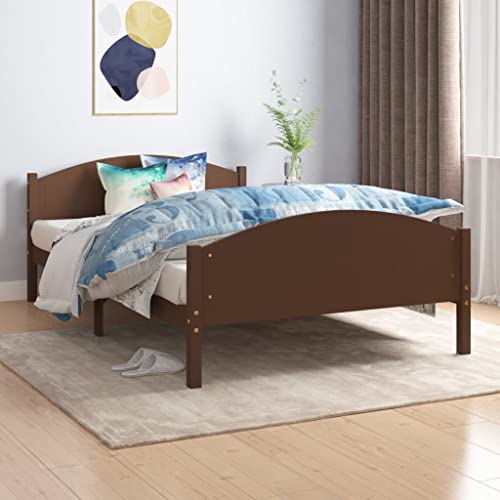 EMYRLXQW Möbel, Betten & Accessoires, Betten & Bettrahmen, Bettgestell ohne Matratze, dunkelbraun, massives Kiefernholz, 120 x 200 cm von EMYRLXQW