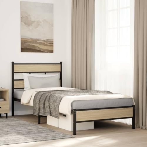EMYRLXQW Möbel, Betten & Accessoires, Betten & Bettrahmen, Bettgestell ohne Matratze Sonoma Eiche 100x200 cm Holzwerkstoff von EMYRLXQW