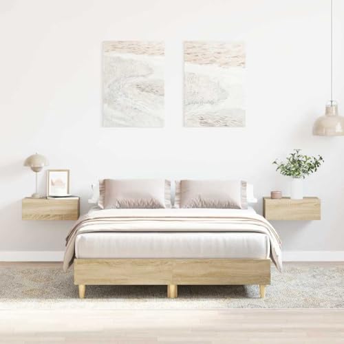 EMYRLXQW Möbel, Betten & Zubehör, Betten & Bettrahmen, Bettgestell ohne Matratze, Sonoma-Eiche, 120 x 200 cm, Holzwerkstoff von EMYRLXQW