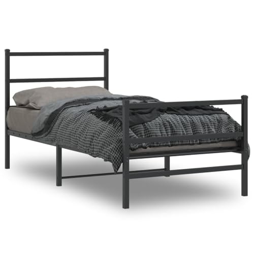 EMYRLXQW Möbel, Betten und Zubehör, Betten und Bettrahmen, Metall-Bettgestell ohne Matratze mit Fußteil, Schwarz, 90 x 200 cm von EMYRLXQW