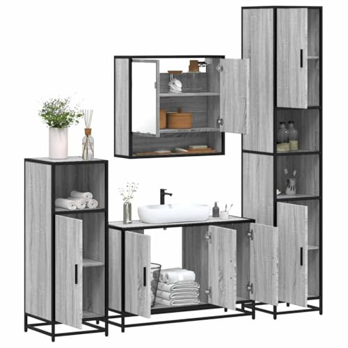 EMYRLXQW Möbel, Möbelsets, Badezimmermöbel-Sets, 4-teiliges Badezimmermöbel-Set, graues Sonoma-Holzwerkstoff EMYRLXQW Möbel, Möbelsets, Badezimmermöbel-Sets, 4-teiliges Badezimmermöbel-Set, graues Sonoma-Holzwerkstoff von EMYRLXQW