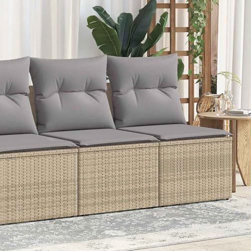 EMYRLXQW Möbel, Outdoor-Möbel, Gartenmöbel-Sets, 2-teiliges Gartensofa-Set mit Kissen, Poly-Rattan-Akazie, Beige von EMYRLXQW