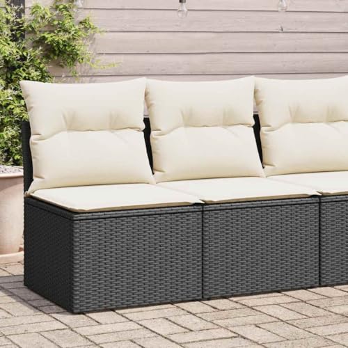 EMYRLXQW Möbel, Outdoor-Möbel, Gartenmöbel-Sets, 2-teiliges Gartensofa-Set mit Kissen, schwarzes Poly-Rattan-Akazie EMYRLXQW Möbel, Outdoor-Möbel, Gartenmöbel-Sets, 2-teiliges Gartensofa-Set mit Kissen, schwarzes Poly-Rattan-Akazie von EMYRLXQW