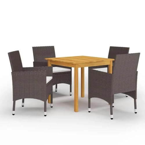 EMYRLXQW Möbel, Outdoor-Möbel, Gartenmöbel-Sets, 5-teiliges Garten-Ess-Set mit Kissen, Braun von EMYRLXQW
