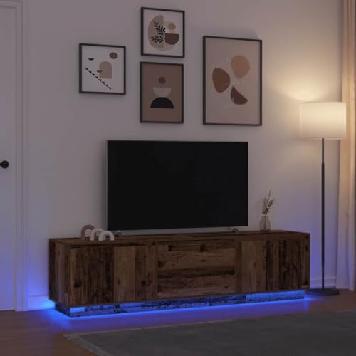 EMYRLXQW Möbel, Unterhaltungszentren & TV-Ständer, TV-Schrank mit LED-Lichtern, Altes Holz, 193,5 x 41 x 50 cm von EMYRLXQW