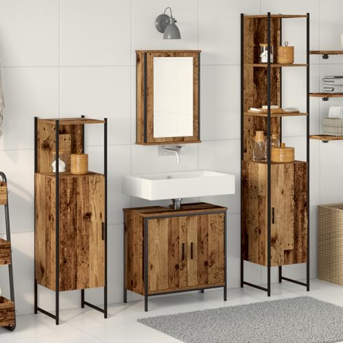 EMYRLXQW Möbel-Sets, Badezimmermöbel-Set, 4-teiliges Badezimmermöbel-Set, Altholz, Holzwerkstoff EMYRLXQW Möbel-Sets, Badezimmermöbel-Set, 4-teiliges Badezimmermöbel-Set, Altholz, Holzwerkstoff von EMYRLXQW