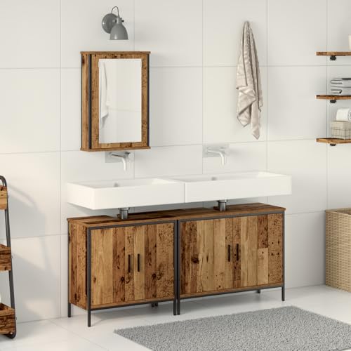 EMYRLXQW Möbelsets, Badezimmermöbel-Set, 3-teilig, aus altem Holz, Holzwerkstoff von EMYRLXQW