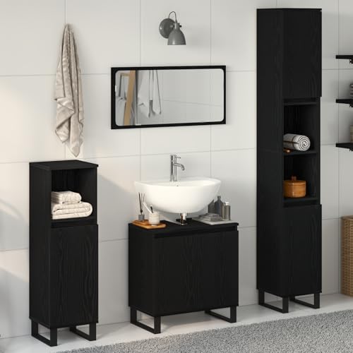 EMYRLXQW Möbelsets, Badezimmermöbel-Set, 3-teilig, schwarzes Eichenholz, Holzwerkstoff EMYRLXQW Möbelsets, Badezimmermöbel-Set, 3-teilig, schwarzes Eichenholz, Holzwerkstoff von EMYRLXQW