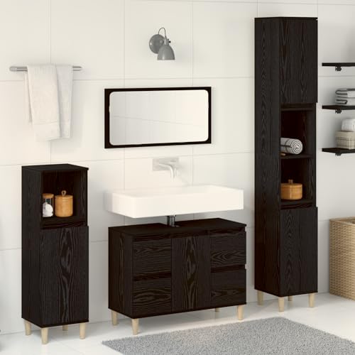 EMYRLXQW Möbelsets, Badezimmermöbel-Set, 3-teilig, schwarzes Eichenholz, Holzwerkstoff EMYRLXQW Möbelsets, Badezimmermöbel-Set, 3-teilig, schwarzes Eichenholz, Holzwerkstoff von EMYRLXQW