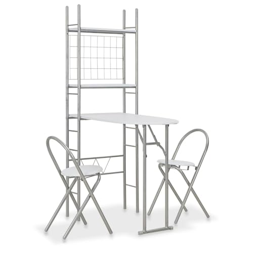 EMYRLXQW Möbelsets, Küchen- und Esszimmermöbel-Set, 3-teilig, zusammenklappbar, mit Aufbewahrungsregal, MDF und Stahl, Weiß EMYRLXQW Möbelsets, Küchen- und Esszimmermöbel-Set, 3-teilig, zusammenklappbar, mit Aufbewahrungsregal, MDF und Stahl, Weiß von EMYRLXQW