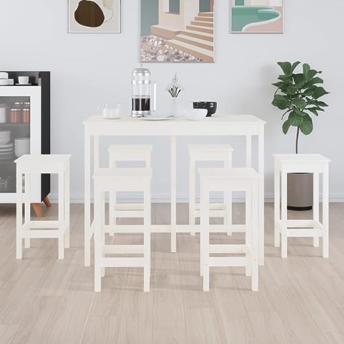 EMYRLXQW Möbelsets, Küchen- und Esszimmermöbel-Sets, 7-teiliges Bar-Set, weißes Massivholz, Kiefer EMYRLXQW Möbelsets, Küchen- und Esszimmermöbel-Sets, 7-teiliges Bar-Set, weißes Massivholz, Kiefer von EMYRLXQW
