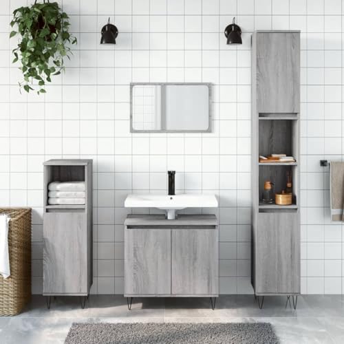 EMYRLXQW Möbelsets-Badmöbel-Sets-3-teiliges Badezimmerschrank-Set Grau Sonoma Holzwerkstoff EMYRLXQW Möbelsets-Badmöbel-Sets-3-teiliges Badezimmerschrank-Set Grau Sonoma Holzwerkstoff von EMYRLXQW
