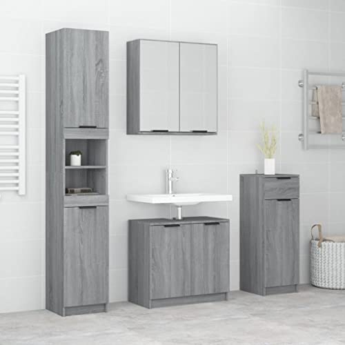 EMYRLXQW Möbelsets-Badmöbel-Sets-4-teiliges Badezimmerschrank-Set Grau Sonoma Holzwerkstoff EMYRLXQW Möbelsets-Badmöbel-Sets-4-teiliges Badezimmerschrank-Set Grau Sonoma Holzwerkstoff von EMYRLXQW