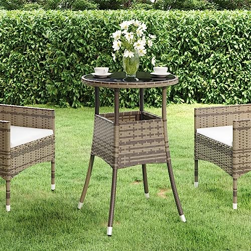 EMYRLXQW Outdoor-Möbel, Gartentische, 60 x 75 cm, gehärtetes Glas und Polyrattan, grau EMYRLXQW Outdoor-Möbel, Gartentische, 60 x 75 cm, gehärtetes Glas und Polyrattan, grau von EMYRLXQW