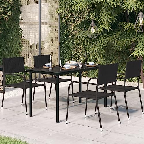 EMYRLXQW Outdoor-Möbel, Gartentische, Esstisch, Schwarz, 140 x 70 x 74 cm, Stahl und Glas EMYRLXQW Outdoor-Möbel, Gartentische, Esstisch, Schwarz, 140 x 70 x 74 cm, Stahl und Glas von EMYRLXQW