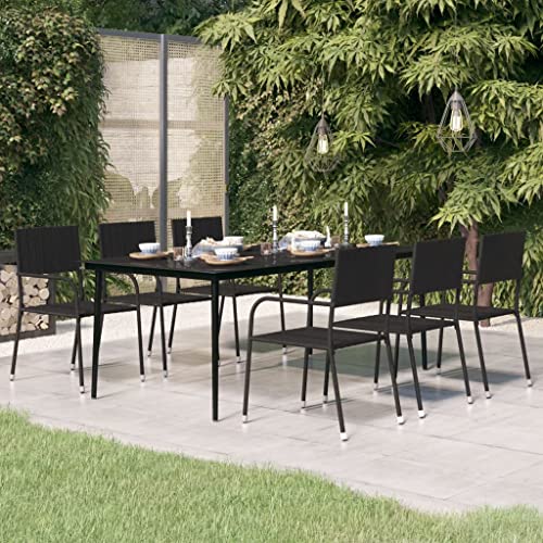 EMYRLXQW Outdoor-Möbel, Gartentische, Esstisch, Schwarz, 200 x 100 x 74 cm, Stahl und Glas EMYRLXQW Outdoor-Möbel, Gartentische, Esstisch, Schwarz, 200 x 100 x 74 cm, Stahl und Glas von EMYRLXQW