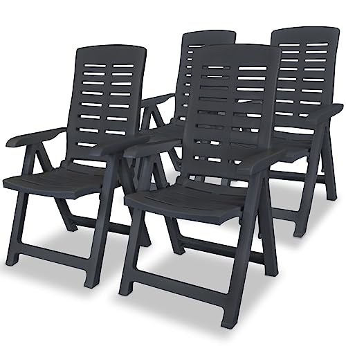 EMYRLXQW Outdoor-Möbel, Sitzgelegenheit, Gartenstuhl, Kunststoff, anthrazit, 4 Stück von EMYRLXQW