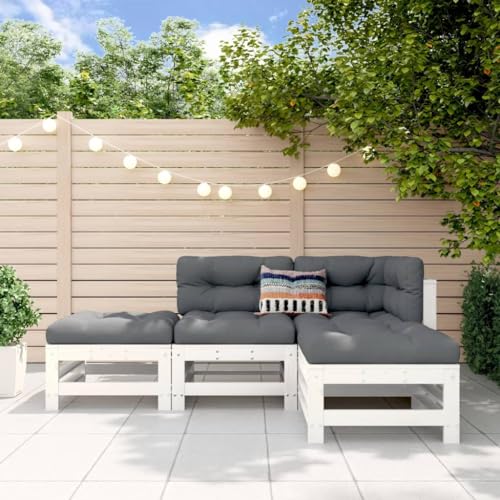 EMYRLXQW Outdoor-Möbel-Gartenmöbel-Sets-4-teiliges Garten-Lounge-Set Weiß Massivholz Kiefer EMYRLXQW Outdoor-Möbel-Gartenmöbel-Sets-4-teiliges Garten-Lounge-Set Weiß Massivholz Kiefer von EMYRLXQW
