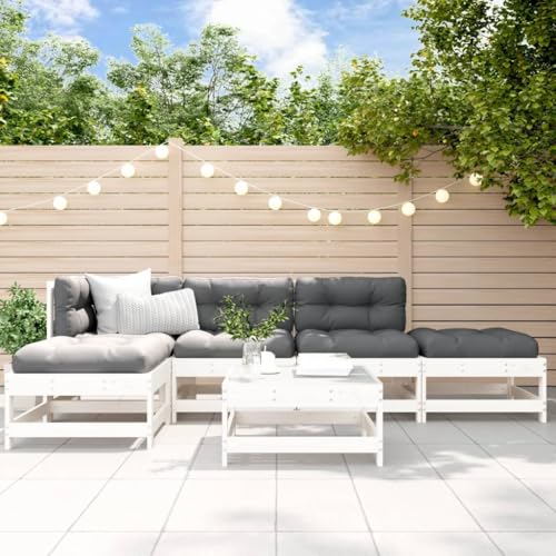 EMYRLXQW Outdoor-Möbel-Gartenmöbel-Sets-6-teiliges Garten-Lounge-Set Weiß Massivholz Kiefer EMYRLXQW Outdoor-Möbel-Gartenmöbel-Sets-6-teiliges Garten-Lounge-Set Weiß Massivholz Kiefer von EMYRLXQW