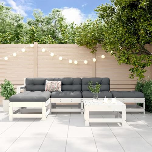 EMYRLXQW Outdoor-Möbel-Gartenmöbel-Sets-6-teiliges Garten-Lounge-Set Weiß Massivholz Kiefer EMYRLXQW Outdoor-Möbel-Gartenmöbel-Sets-6-teiliges Garten-Lounge-Set Weiß Massivholz Kiefer von EMYRLXQW