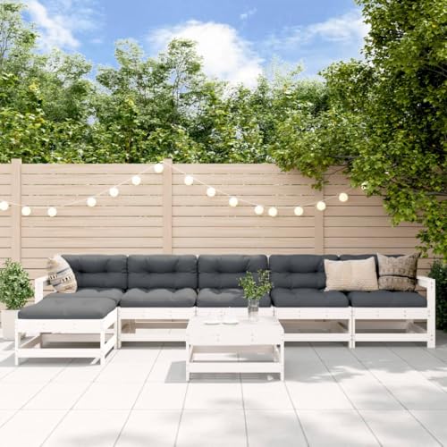EMYRLXQW Outdoor-Möbel-Gartenmöbel-Sets-7-teiliges Garten-Lounge-Set Weiß Massivholz Kiefer EMYRLXQW Outdoor-Möbel-Gartenmöbel-Sets-7-teiliges Garten-Lounge-Set Weiß Massivholz Kiefer von EMYRLXQW