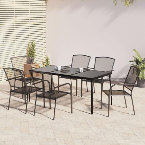 EMYRLXQW Outdoor-Möbel-Outdoor-Möbel-Sets-7-teiliges Garten-Esszimmer-Set Anthrazit Stahl EMYRLXQW Outdoor-Möbel-Outdoor-Möbel-Sets-7-teiliges Garten-Esszimmer-Set Anthrazit Stahl von EMYRLXQW