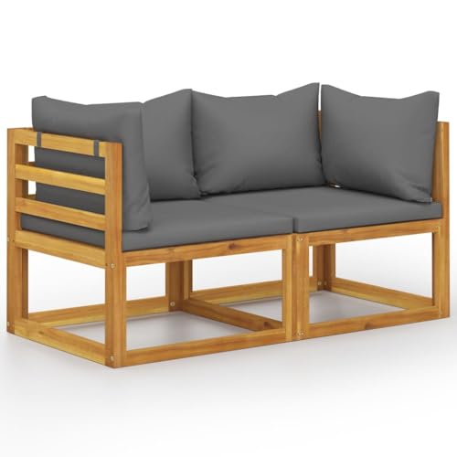 EMYRLXQW Outdoor-Möbel-Set, 2-Sitzer-Gartenbank mit dunkelgrauen Kissen (nur UK/IE/FI/NO) von EMYRLXQW