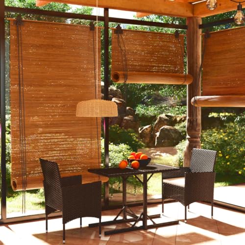 EMYRLXQW Outdoor-Möbel-Set, Gartenmöbel-Set, 3-teilig, Polyrattan und gehärtetes Glas, Schwarz von EMYRLXQW