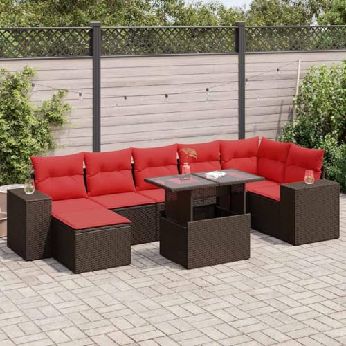 EMYRLXQW Outdoor Möbel Sets - 10-teiliges Gartensofa-Set mit Kissen braun Poly Rattan Akazie EMYRLXQW Outdoor Möbel Sets - 10-teiliges Gartensofa-Set mit Kissen braun Poly Rattan Akazie von EMYRLXQW
