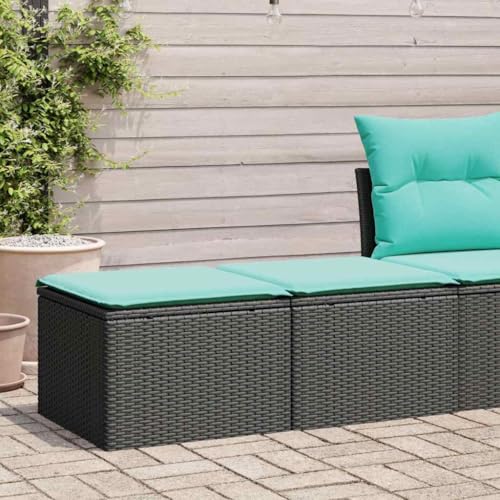 EMYRLXQW Outdoor Möbel Sets - 2-teiliges Gartensofa-Set mit Kissen schwarz Poly Rattan Akazie von EMYRLXQW