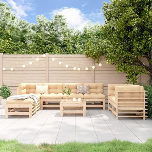 EMYRLXQW Outdoor Möbel Sets - 9-teiliges Garten-Lounge-Set Massivholz Kiefer von EMYRLXQW