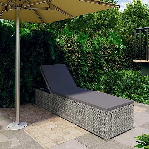 EMYRLXQW Outdoor-Möbel: Sitzgelegenheit, Sonnenliege mit dunkelgrauem Kissen, Polyrattan, Grau EMYRLXQW Outdoor-Möbel: Sitzgelegenheit, Sonnenliege mit dunkelgrauem Kissen, Polyrattan, Grau von EMYRLXQW