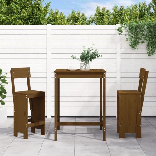 EMYRLXQW Outdoor Möbelsets - 3-teiliges Gartenbar-Set braun Massivholz Kiefer von EMYRLXQW