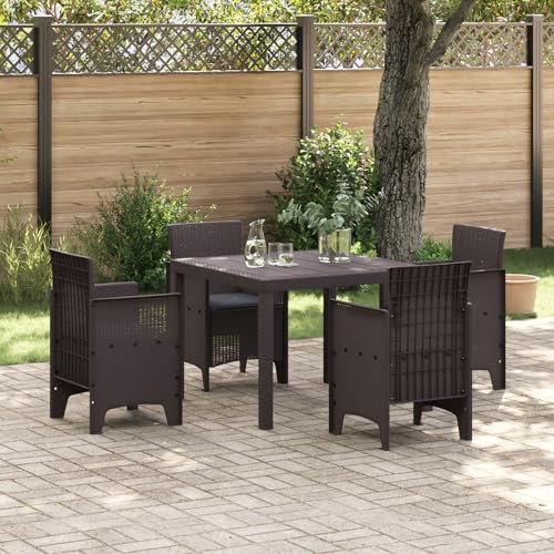 EMYRLXQW Outdoor Outdoor Tische - 5-teiliges Garten-Ess-Set mit Kissen, braunes Polyrattan EMYRLXQW Outdoor Outdoor Tische - 5-teiliges Garten-Ess-Set mit Kissen, braunes Polyrattan von EMYRLXQW