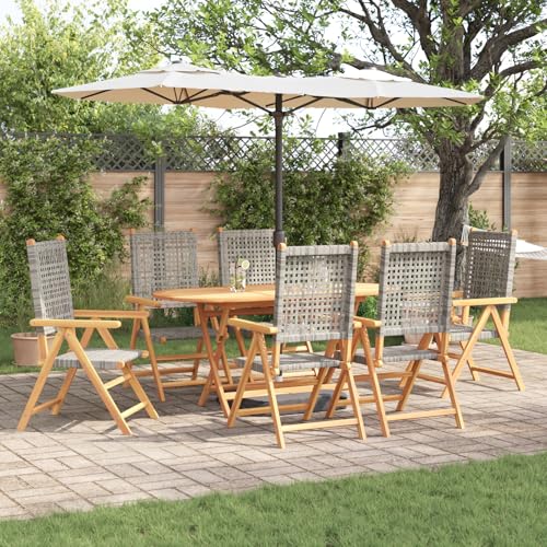 EMYRLXQW Outdoor Outdoor Tische Klapptisch Gartentisch 7er Set Braun Akazienholz massiv von EMYRLXQW