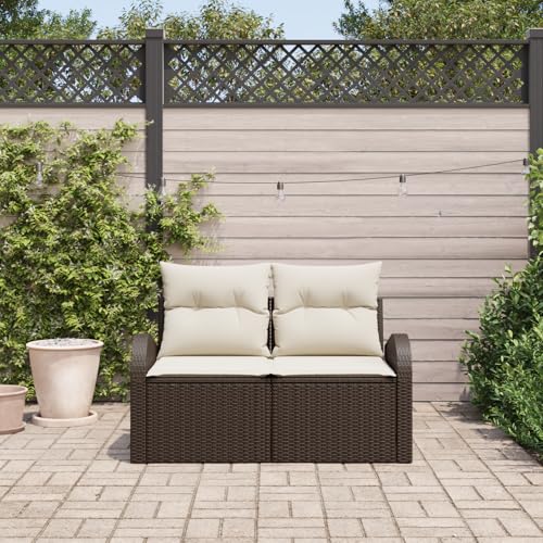 EMYRLXQW Outdoor-Sitz, Outdoor-Sofas, 2-Sitzer-Gartensofa mit Kissen, braunes Polyrattan von EMYRLXQW