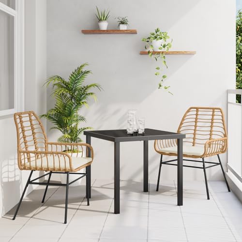 EMYRLXQW Outdoor-Sitzgelegenheit, Outdoor-Stühle, 3-teiliges Garten-Ess-Set mit Kissen, braunes Polyrattan EMYRLXQW Outdoor-Sitzgelegenheit, Outdoor-Stühle, 3-teiliges Garten-Ess-Set mit Kissen, braunes Polyrattan von EMYRLXQW