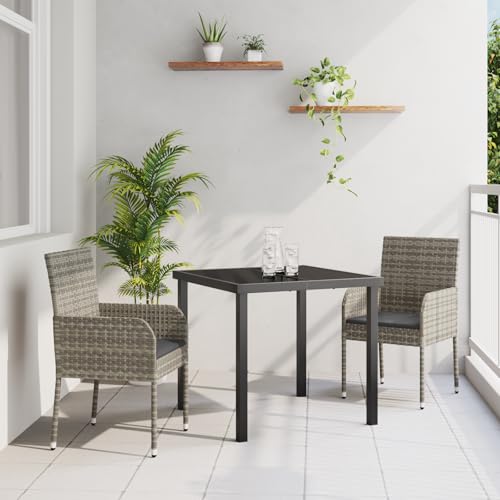 EMYRLXQW Outdoor-Sitzgelegenheit, Outdoor-Stühle, 3-teiliges Garten-Ess-Set mit Kissen, graues Polyrattan EMYRLXQW Outdoor-Sitzgelegenheit, Outdoor-Stühle, 3-teiliges Garten-Ess-Set mit Kissen, graues Polyrattan von EMYRLXQW