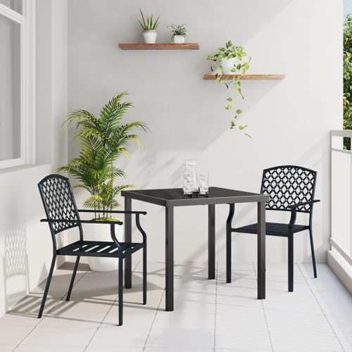 EMYRLXQW Outdoor-Sitzgelegenheit, Outdoor-Stühle, 3-teiliges Garten-Esszimmer-Set, Anthrazit-Stahl von EMYRLXQW