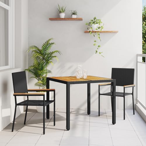 EMYRLXQW Outdoor-Sitzgelegenheit, Outdoor-Stühle, 3-teiliges Garten-Esszimmer-Set, schwarzes Polyrattan EMYRLXQW Outdoor-Sitzgelegenheit, Outdoor-Stühle, 3-teiliges Garten-Esszimmer-Set, schwarzes Polyrattan von EMYRLXQW