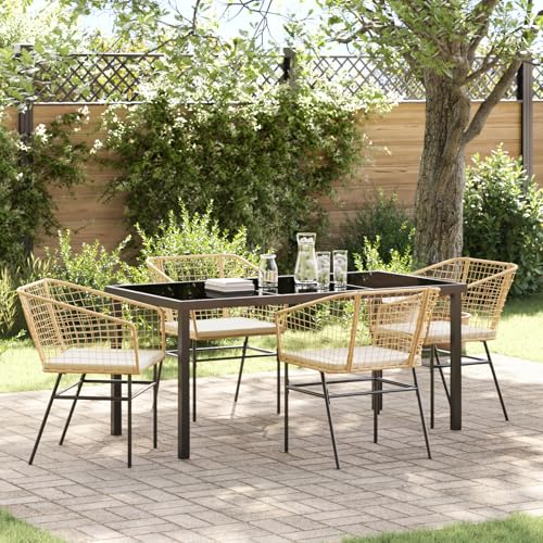 EMYRLXQW Outdoor-Sitzgelegenheit, Outdoor-Stühle, 5-teiliges Garten-Ess-Set mit Kissen, braunes Polyrattan EMYRLXQW Outdoor-Sitzgelegenheit, Outdoor-Stühle, 5-teiliges Garten-Ess-Set mit Kissen, braunes Polyrattan von EMYRLXQW