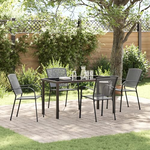 EMYRLXQW Outdoor-Sitzgelegenheit, Outdoor-Stühle, 5-teiliges Garten-Esszimmer-Set, Anthrazit-Stahl von EMYRLXQW