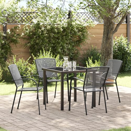 EMYRLXQW Outdoor-Sitzgelegenheit, Outdoor-Stühle, 5-teiliges Garten-Esszimmer-Set, Anthrazit-Stahl von EMYRLXQW